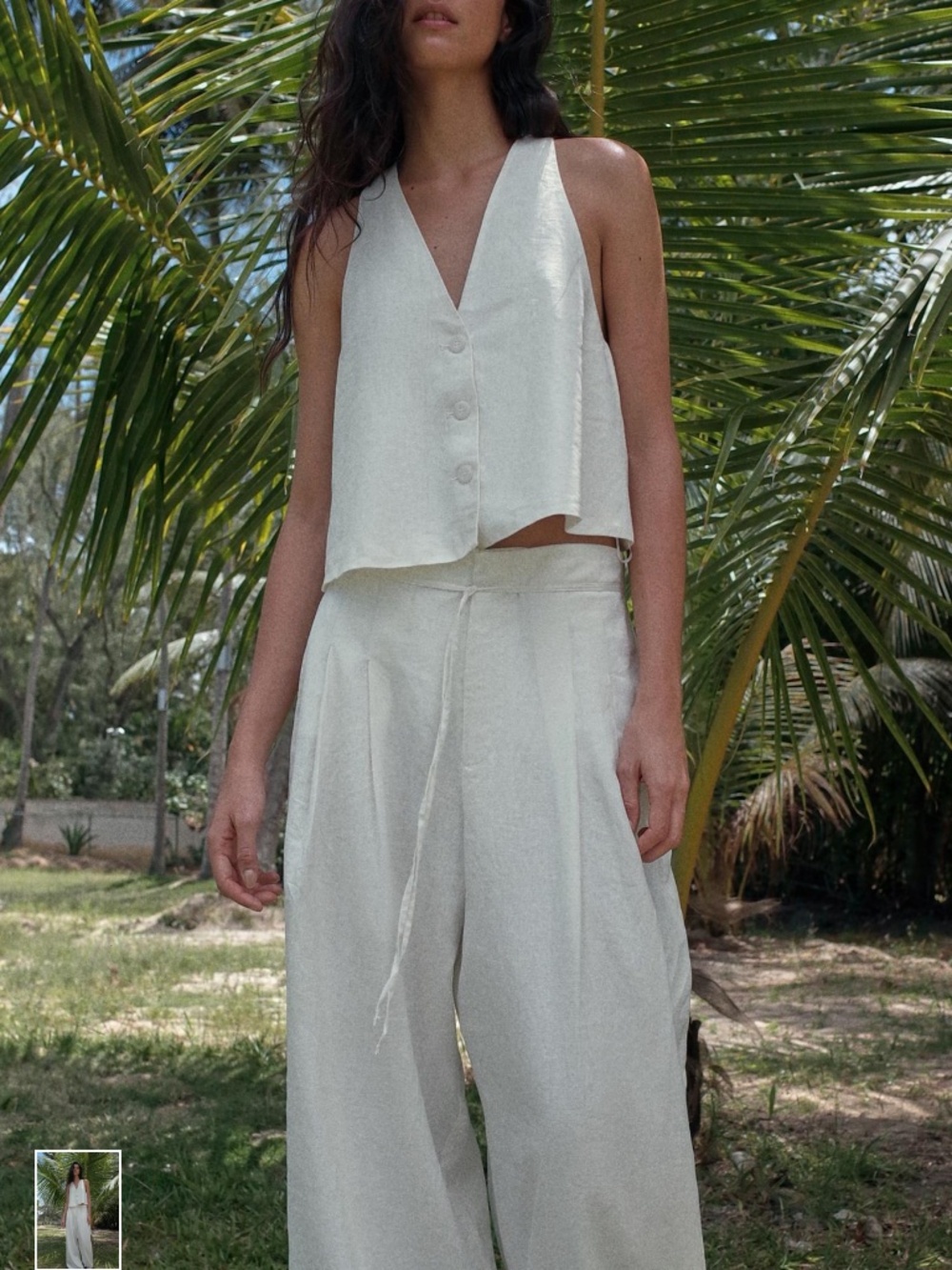 White Linen Blend Wide-Leg Pants – Size M – NEW w/ Tags